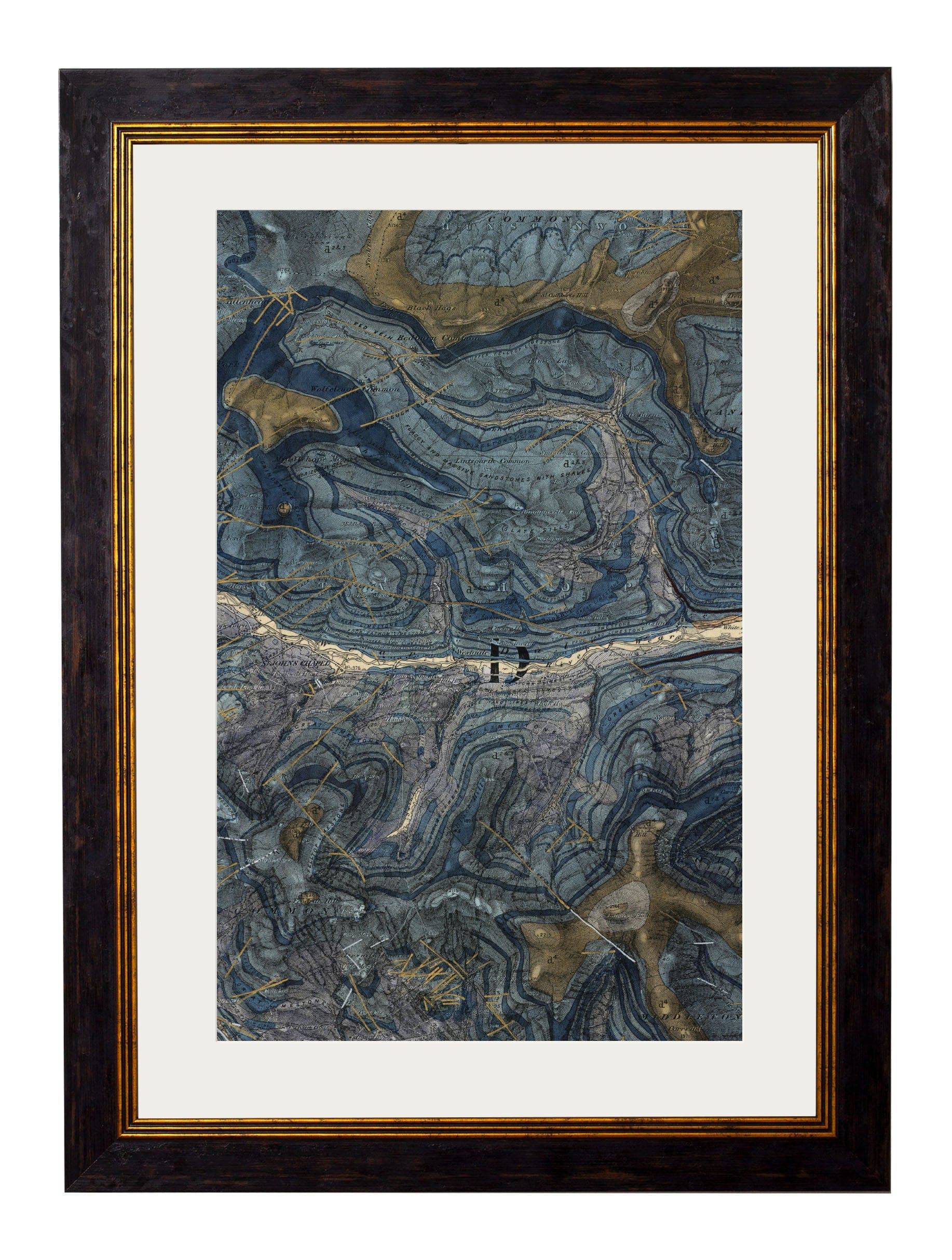 Get c.1850 British Geology Maps in Oxford Slim Sustainable Wood Frames