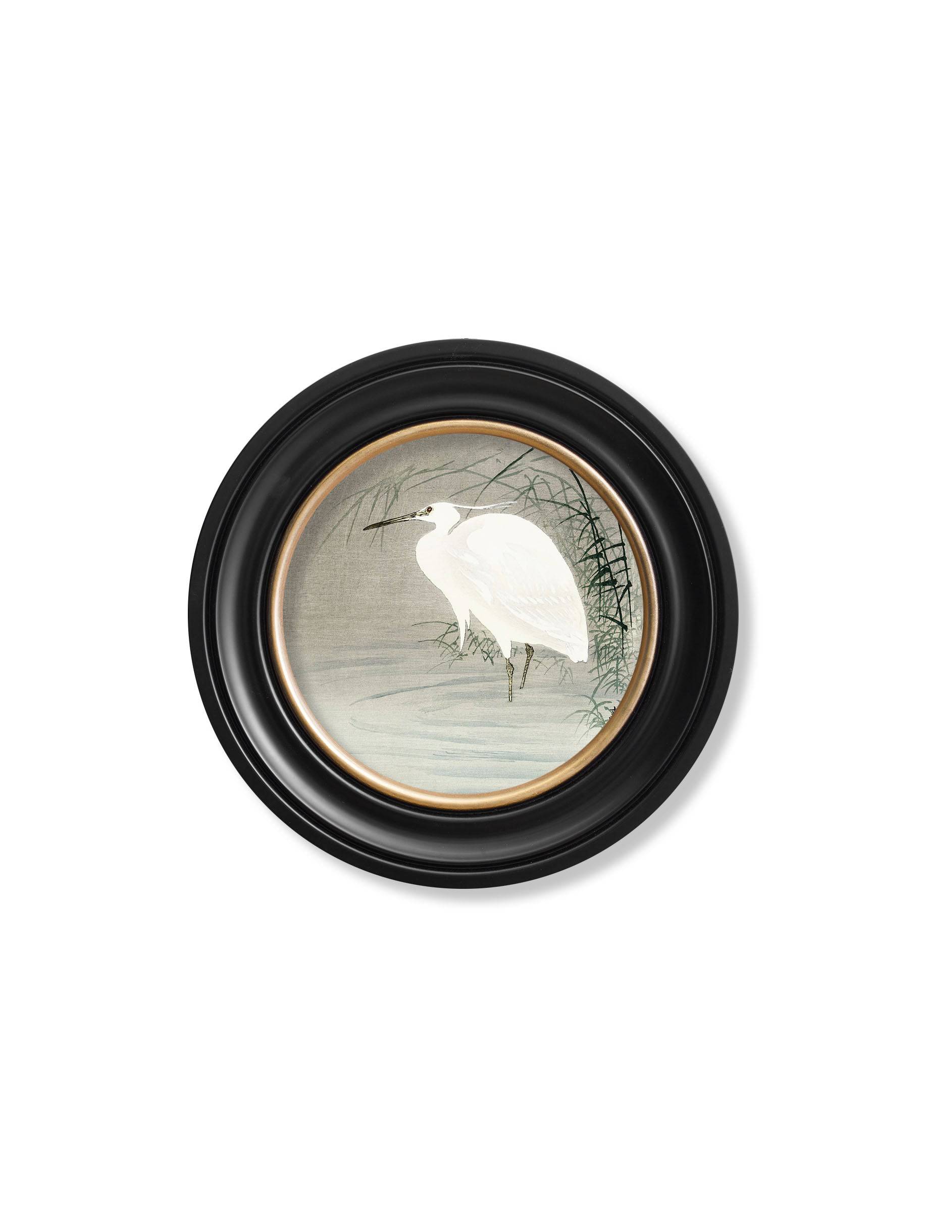 Get c.1910 Little Egrets Ohara Koson set of two round framed prints
