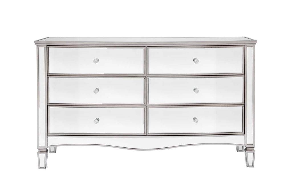 Get the Elysee mirrored 6 drawer wide chest 125cm bedroom storage
