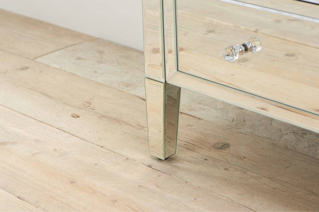 Get the Valencia mirrored 3 drawer chest with bevelled edges online
