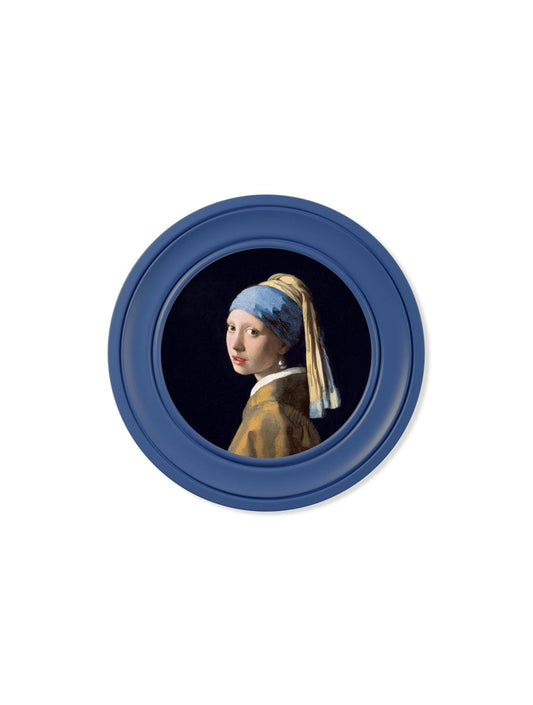 c.1665 Girl with a Pearl Earring - Round Frame J Vermeer Blue - Blythe Living