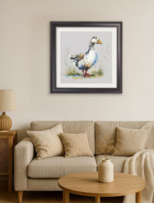White Goose Cosy Sketch - Black Hurstwood Square Frame - Blythe Living