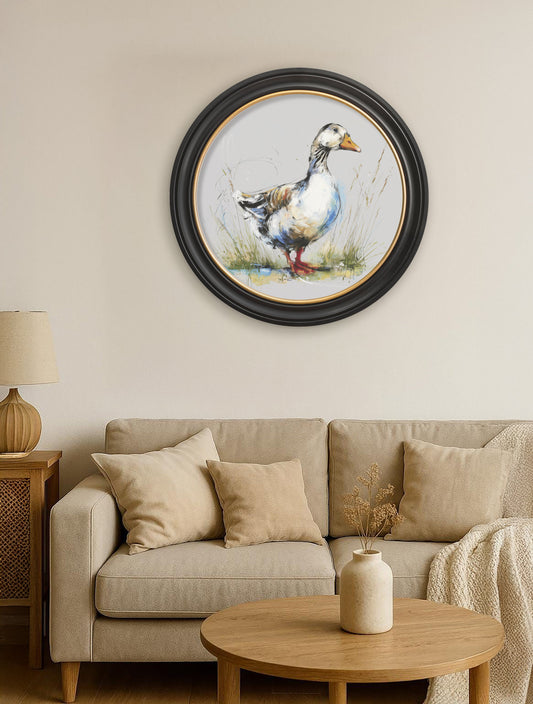 White Goose Cosy Sketch - Oxford Round Frame - Blythe Living
