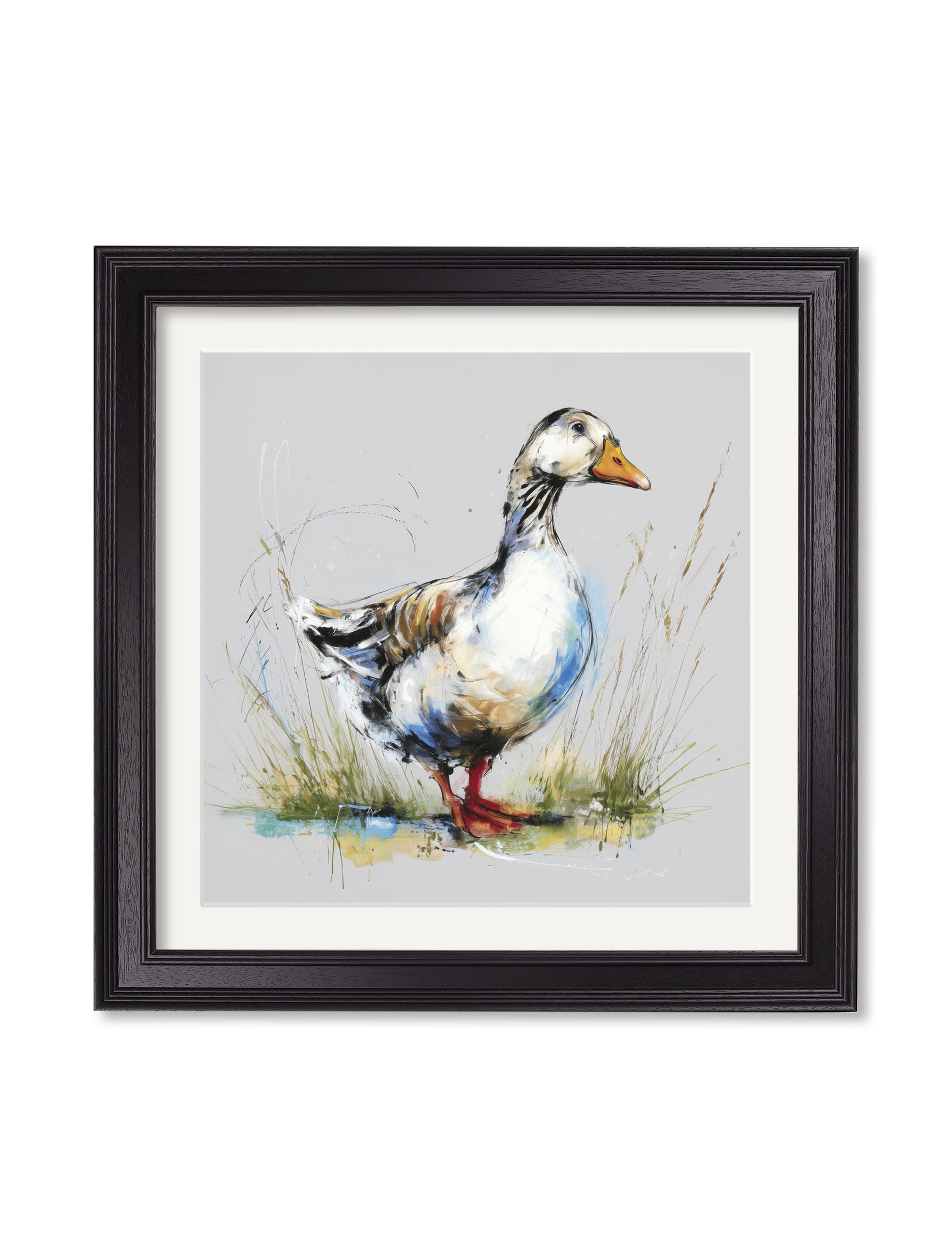 White Goose Cosy Sketch - Black Hurstwood Square Frame - Blythe Living