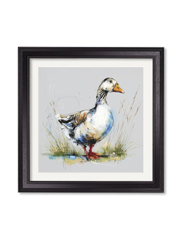 White Goose Cosy Sketch - Black Hurstwood Square Frame - Blythe Living