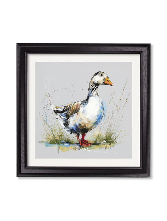 White Goose Cosy Sketch - Black Hurstwood Square Frame - Blythe Living