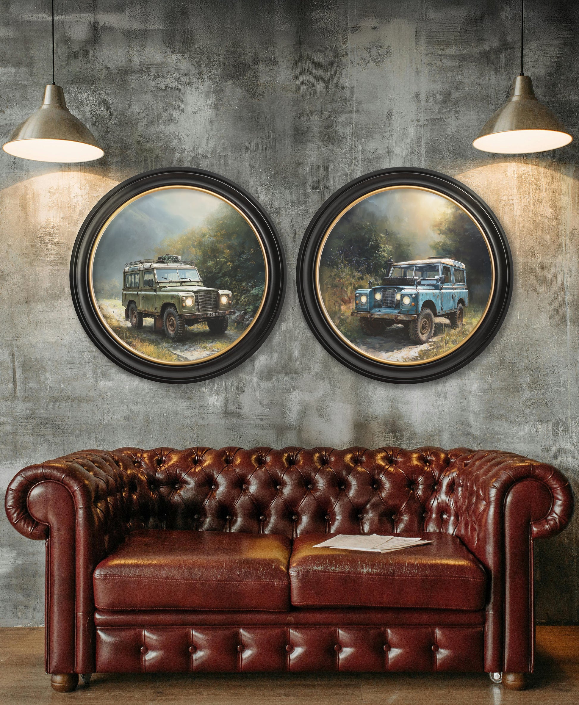 Country Track Defender Green - Oxford Round Frame - Blythe Living