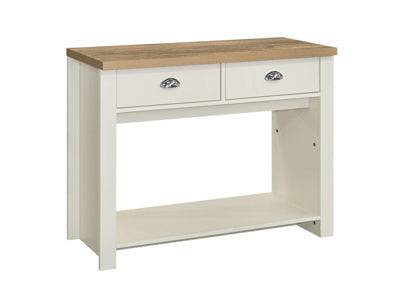 HIGHGATE 2 DRAWER CONSOLE TABLE CREAM & OAK EFFECT