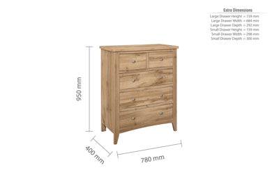 Hampstead 3+2 Chest Oak five drawer chest of drawers for sale UK
