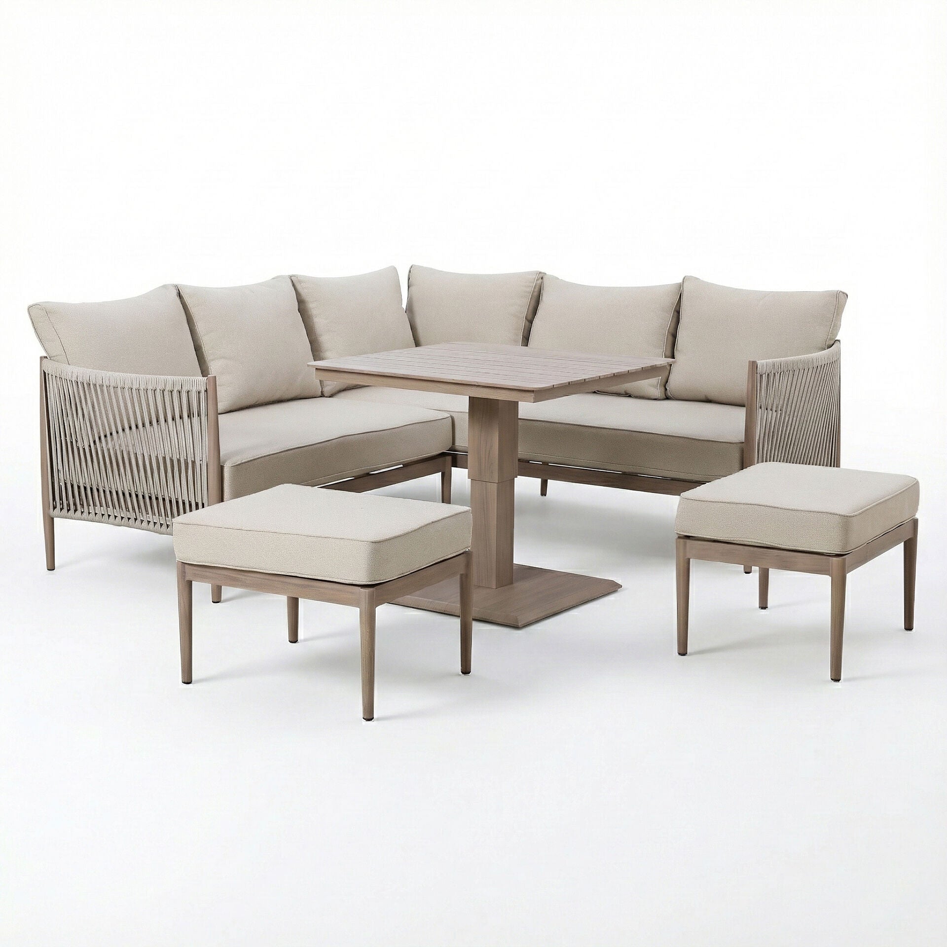 Havana Rope Weave Small Corner Dining Set shop this compact and stylish outdoor dining set for modern garden living