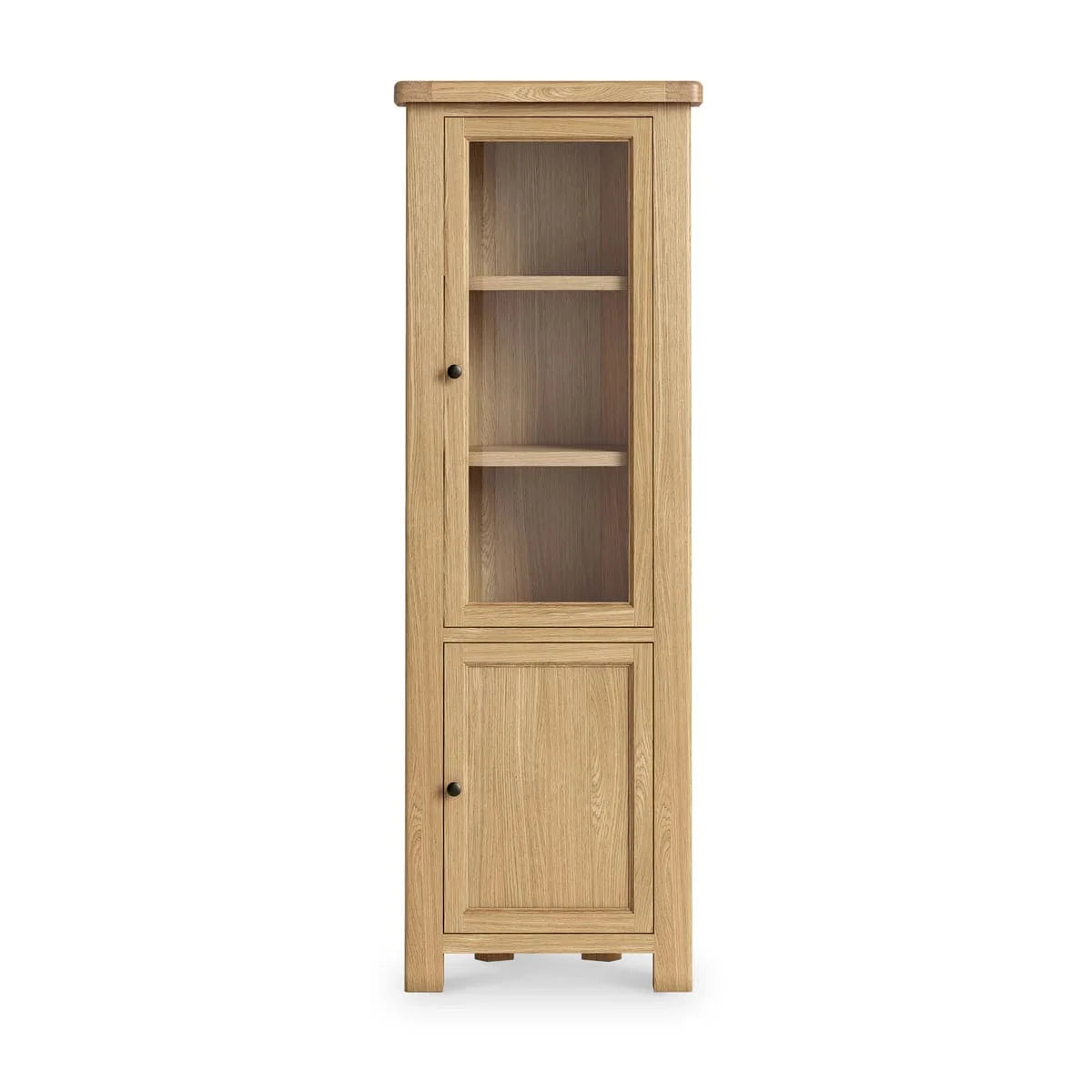 Heavy wood Normandy Oak 2 Door Corner Display Unit