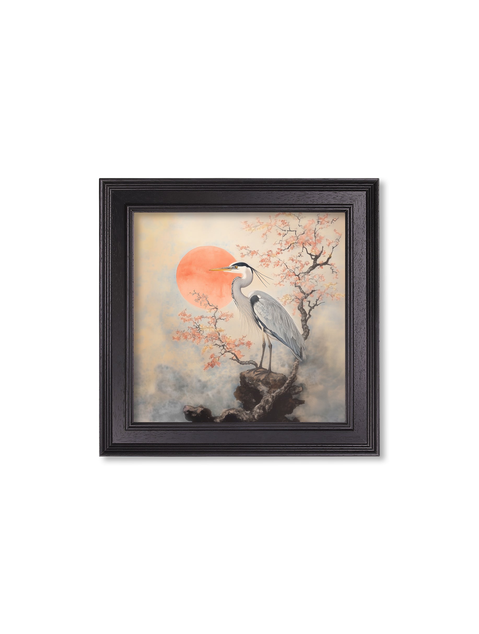 Japanese Twin Herons - Black Hurstwood Square Frame - Blythe Living