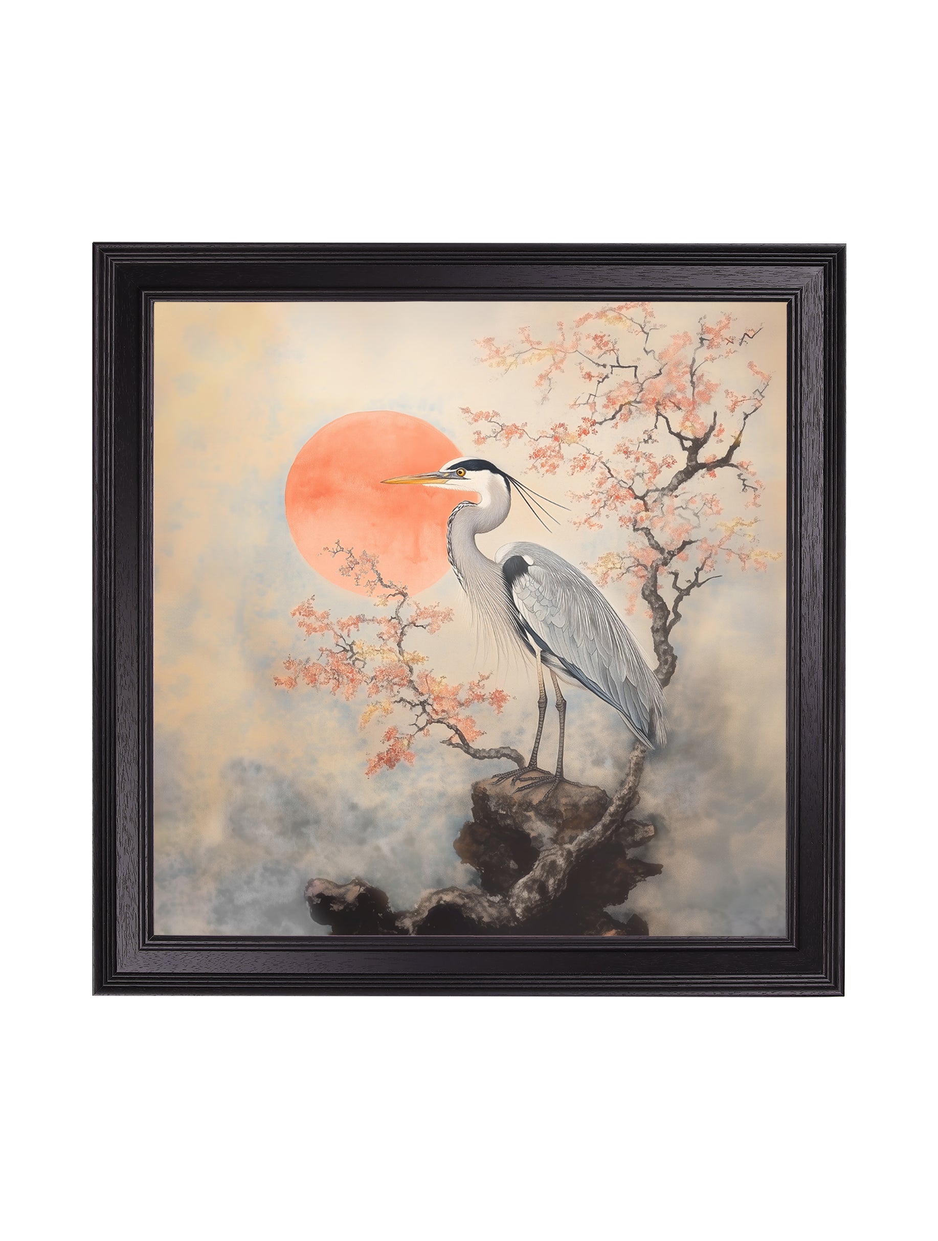 Japanese Twin Herons - Black Hurstwood Square Frame - Blythe Living
