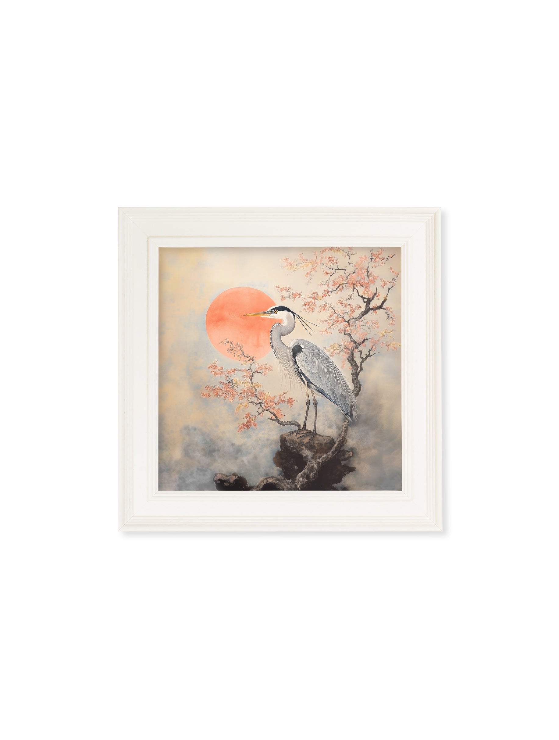 Japanese Twin Herons - Cream Hurstwood Square Frame - Blythe Living