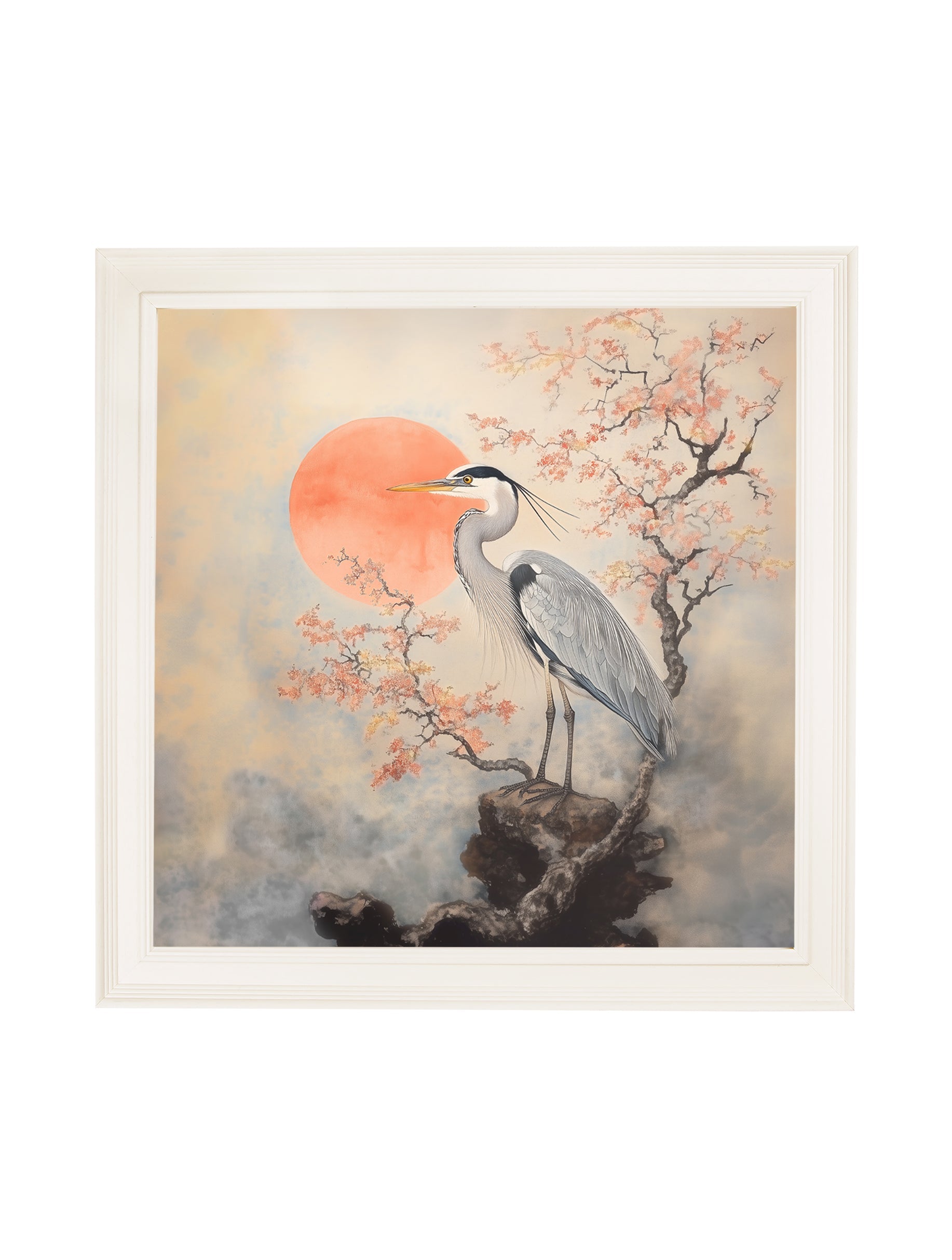 Japanese Twin Herons - Cream Hurstwood Square Frame - Blythe Living