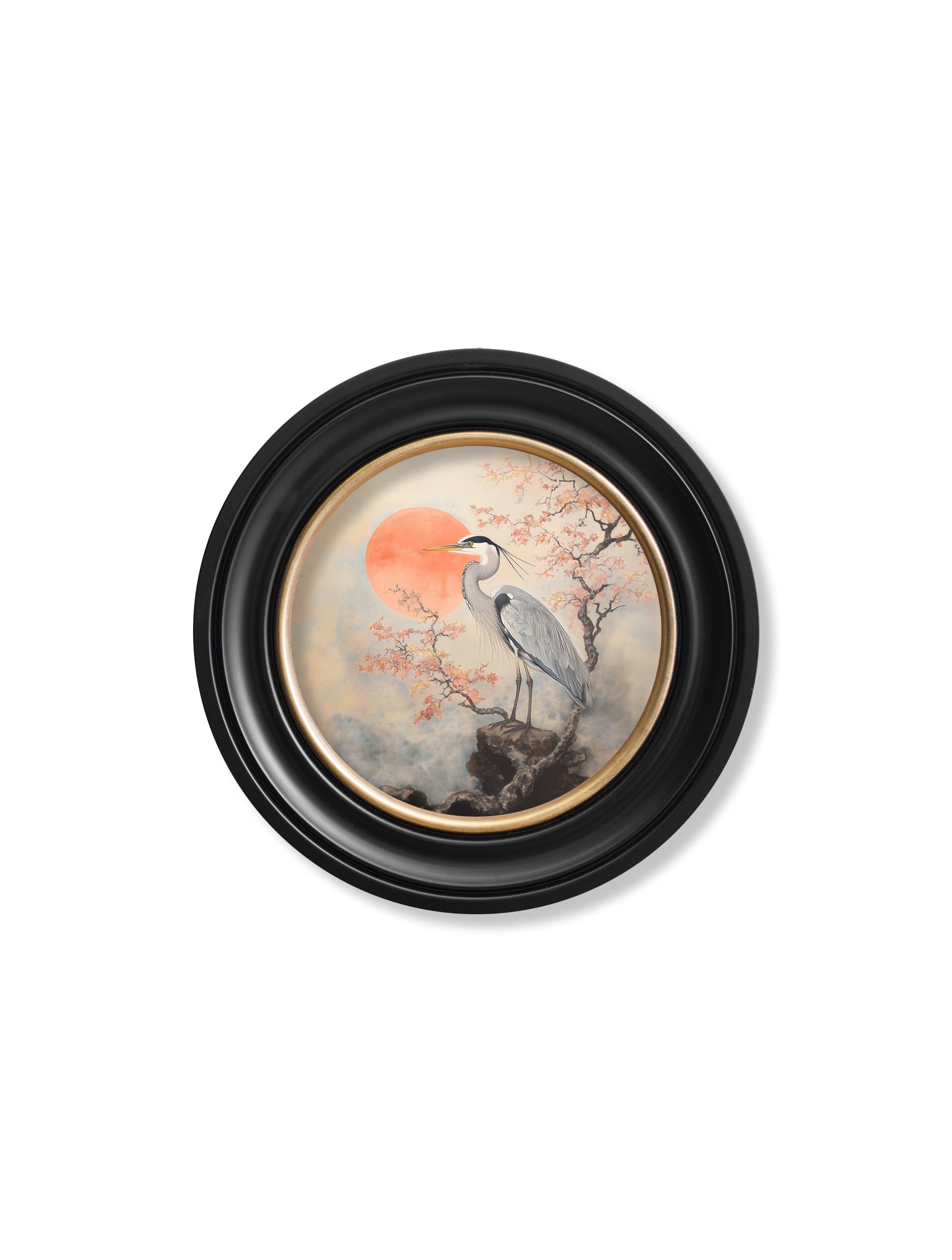 Japanese Twin Herons - Oxford Round Frame - Blythe Living