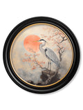 Japanese Twin Herons - Oxford Round Frame - Blythe Living