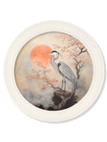 Japanese Twin Herons - Oxford Strong White Round Frame - Blythe Living