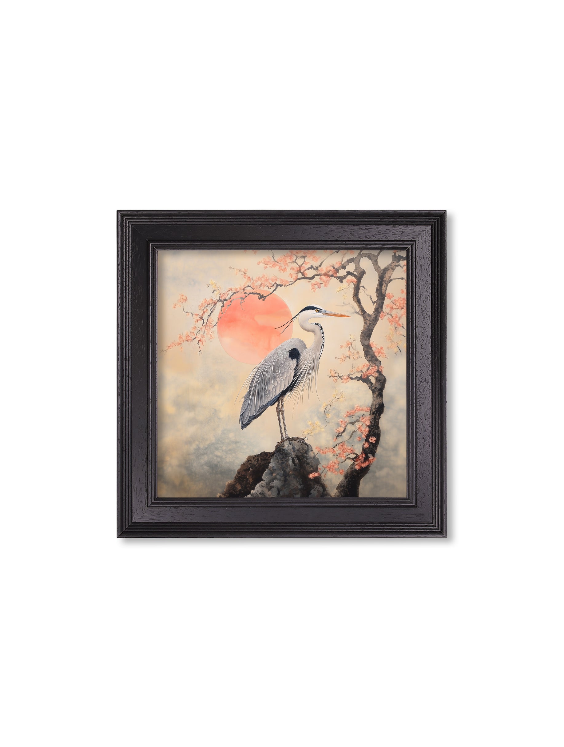 Japanese Twin Herons - Black Hurstwood Square Frame - Blythe Living