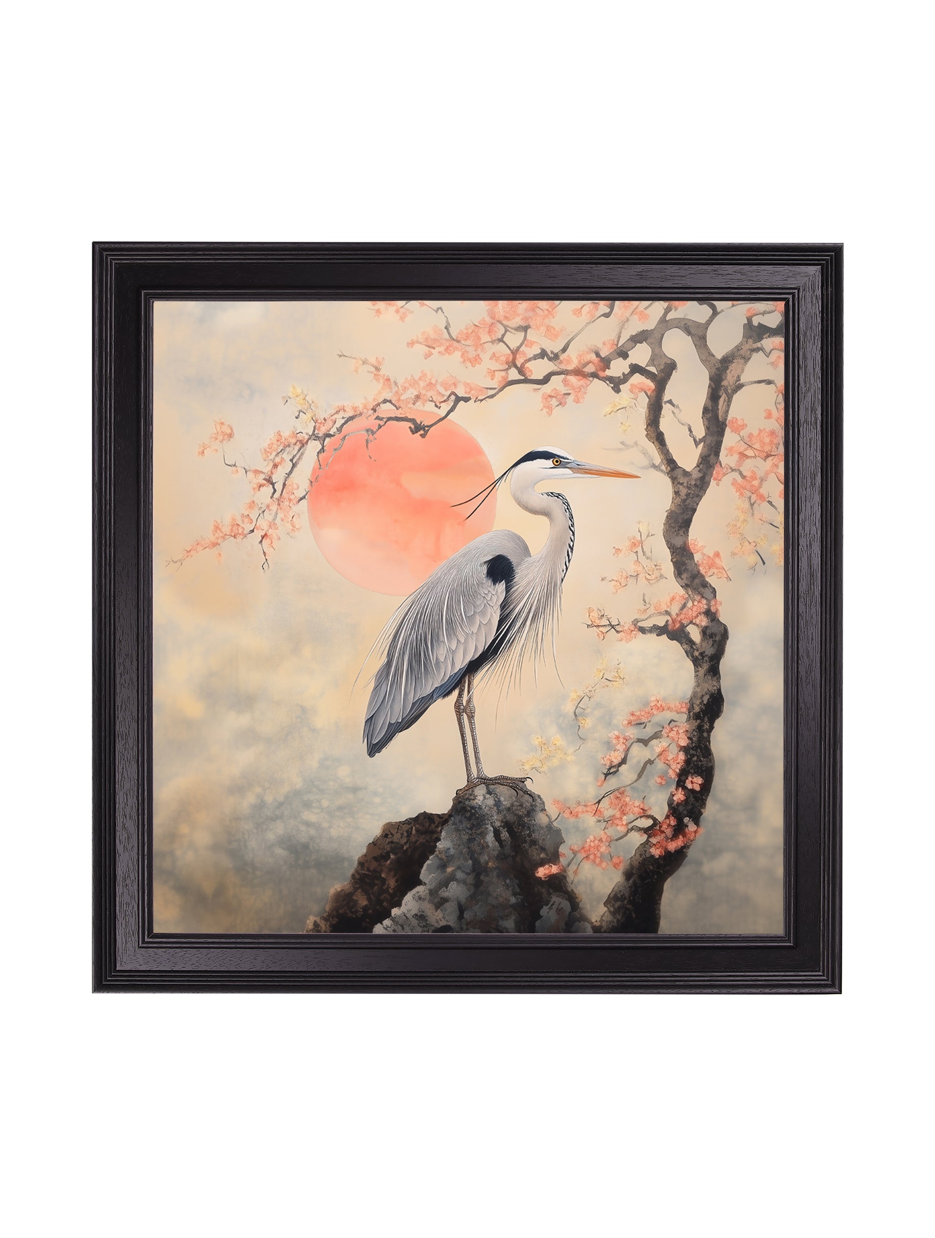 Japanese Twin Herons - Black Hurstwood Square Frame - Blythe Living