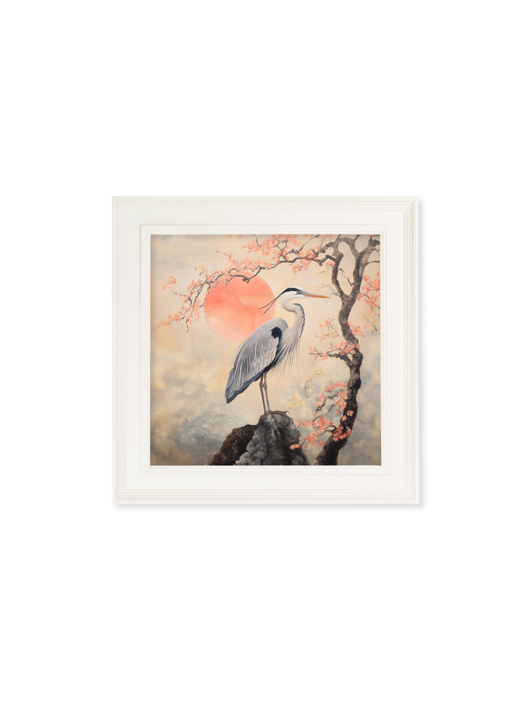Japanese Twin Herons - Cream Hurstwood Square Frame - Blythe Living