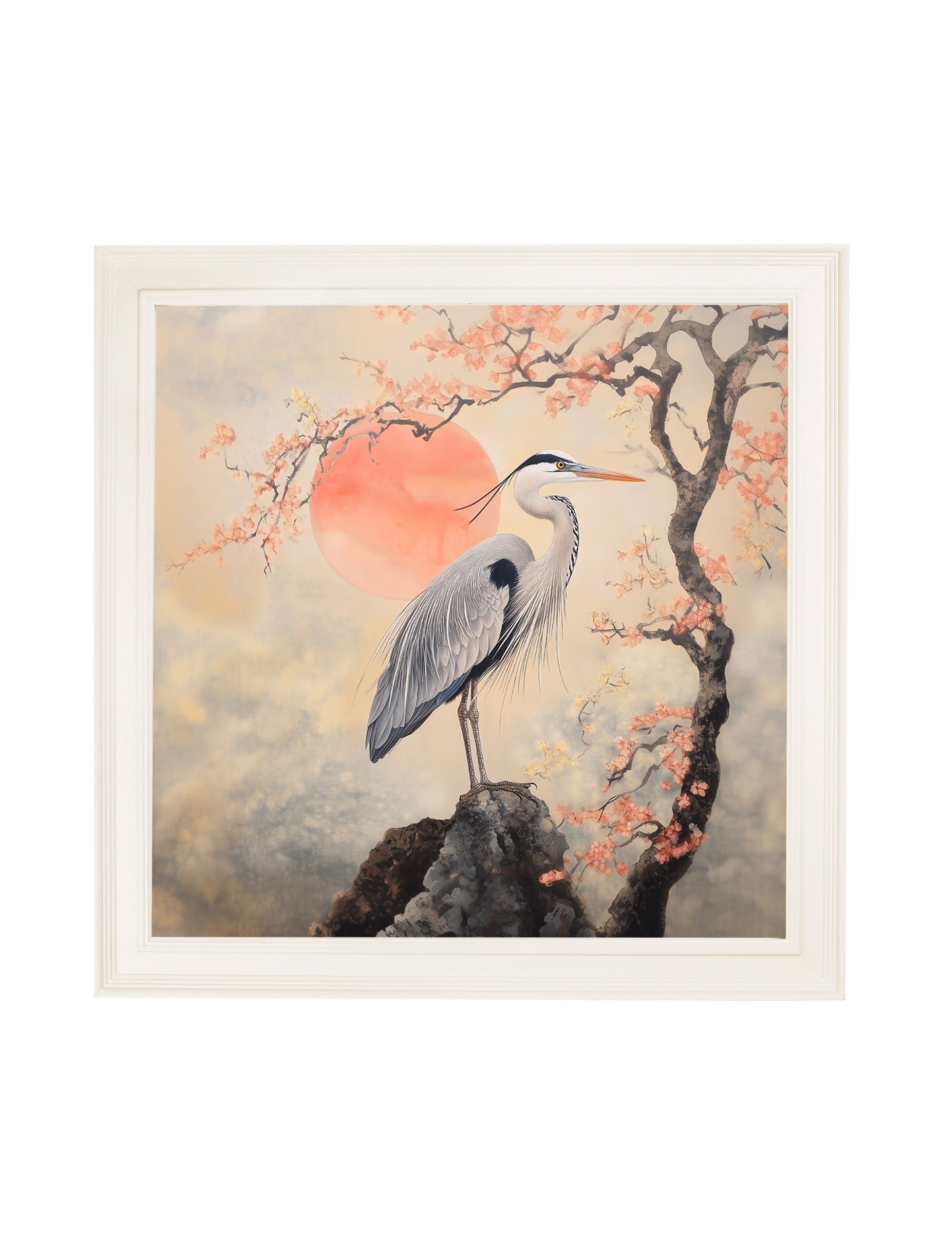 Japanese Twin Herons - Cream Hurstwood Square Frame - Blythe Living