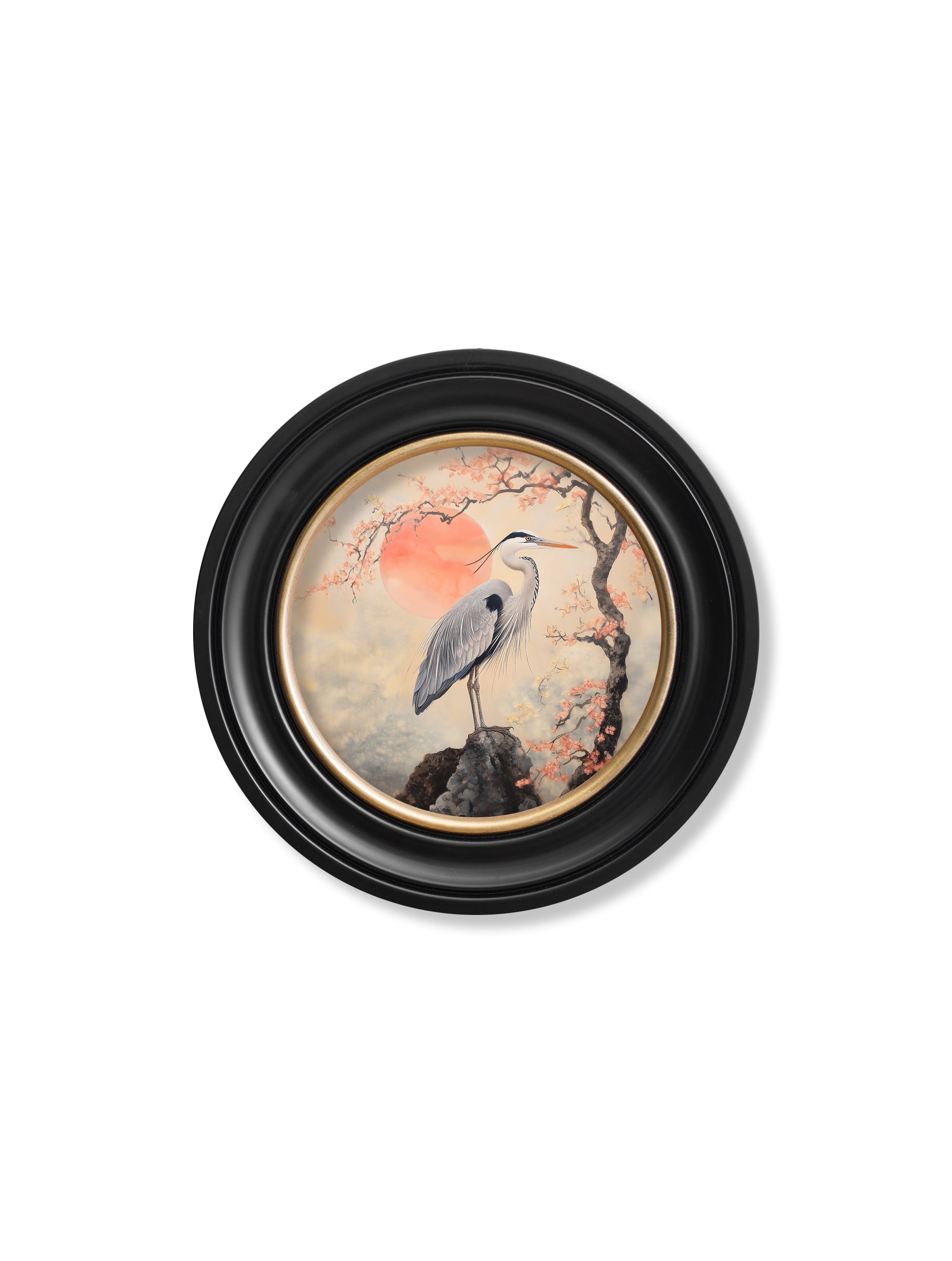 Japanese Twin Herons - Oxford Round Frame - Blythe Living