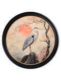 Japanese Twin Herons - Oxford Round Frame - Blythe Living