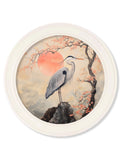 Japanese Twin Herons - Oxford Strong White Round Frame - Blythe Living