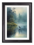 Misty Lake Heron - Black Hurstwood Frame - Blythe Living