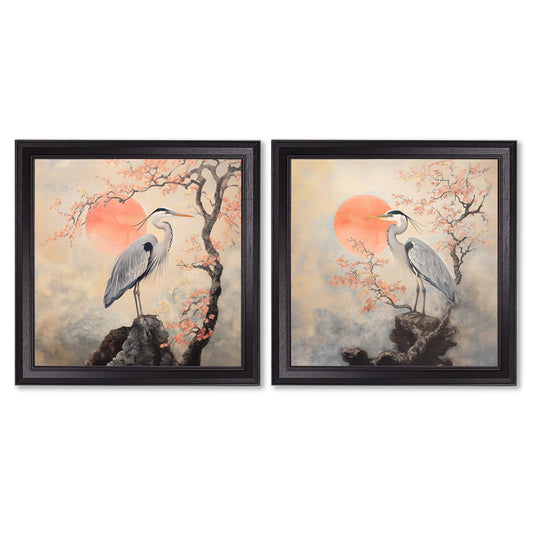 Japanese Twin Herons - Black Hurstwood Square Frame - Blythe Living