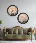 Japanese Twin Herons - Oxford Round Frame - Blythe Living