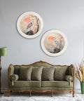 Japanese Twin Herons - Oxford Strong White Round Frame - Blythe Living