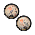 Japanese Twin Herons - Oxford Round Frame - Blythe Living