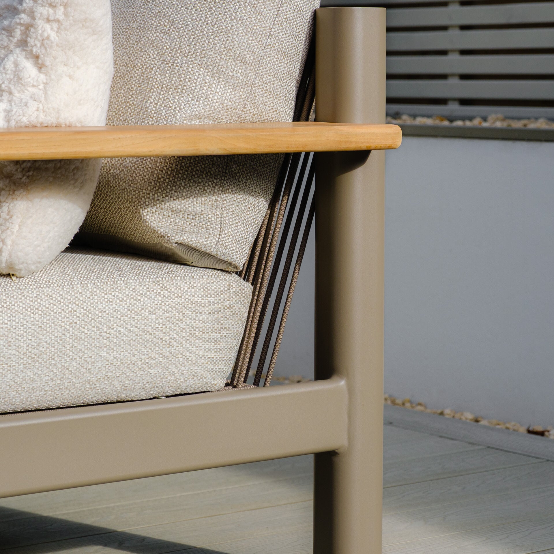 High end outdoor fabric lounge furniture with rope detailing for sale UK