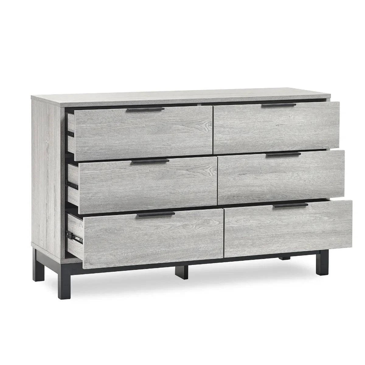 High quality grey oak 6 drawer clothing dresser for sale free UK delivery