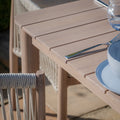 High quality rustproof frame rope outdoor 6 person dining layout with table