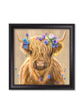 Highland Cow Print 'Flower Girl' by Amy Ansell - Black Square Frame