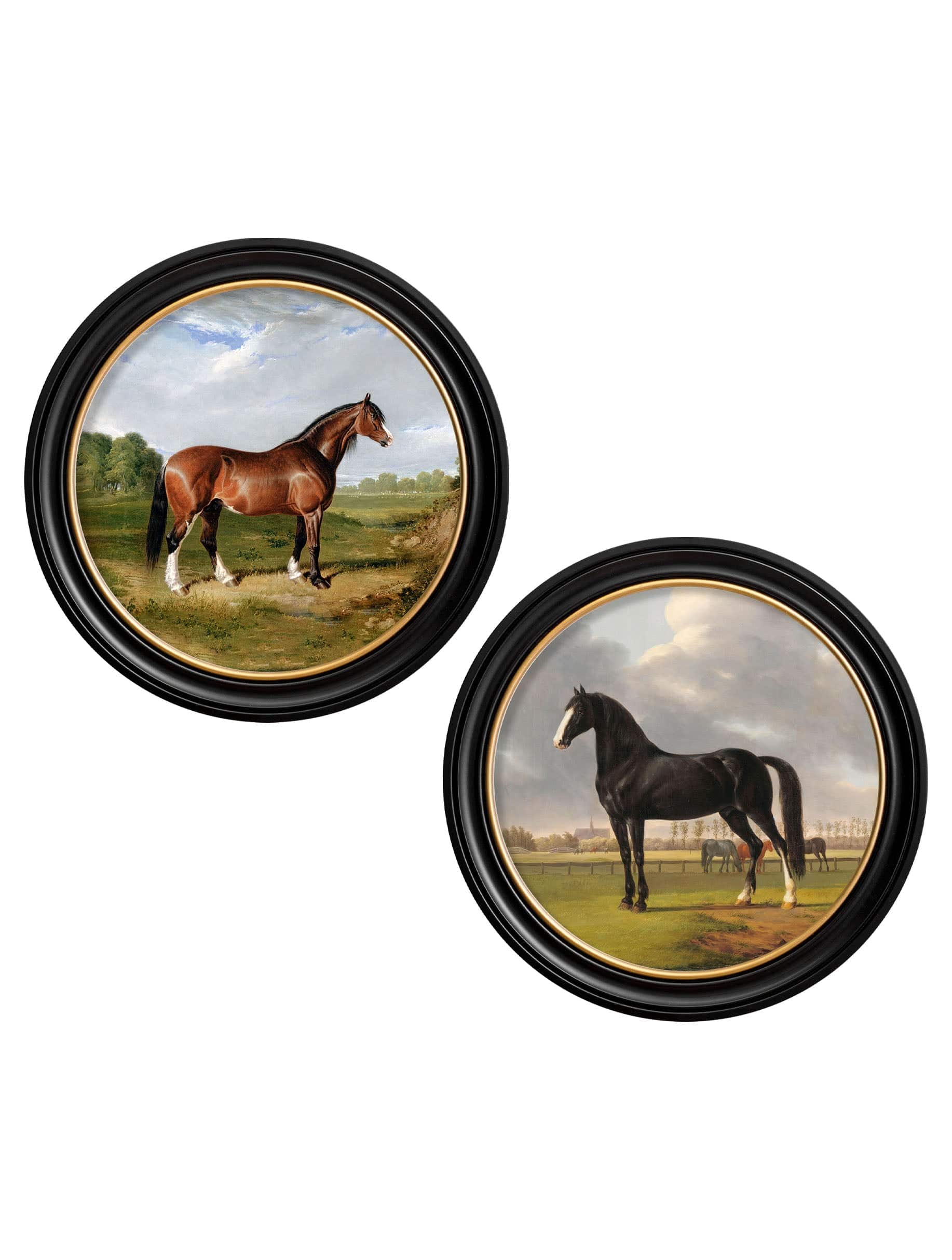 c.1840 Horses - Round Frame - Blythe Living