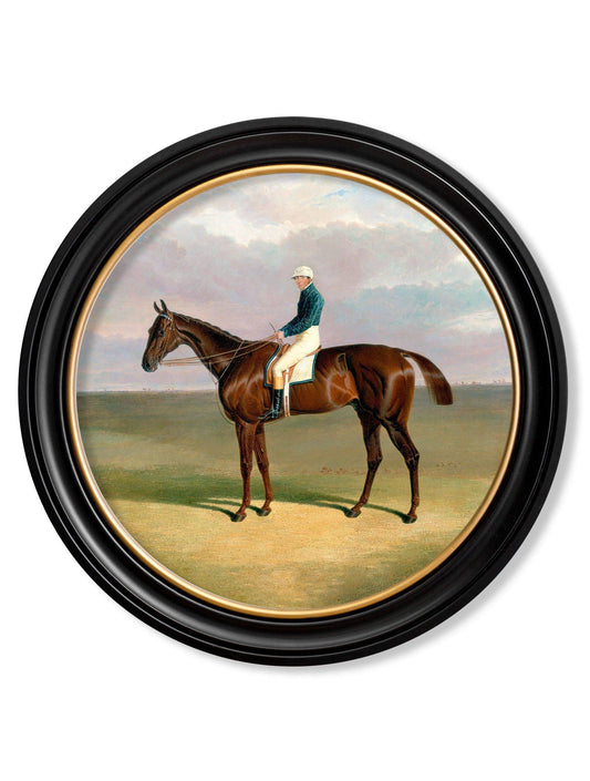 c.1840 Horse and Jockey - Round Frame - Blythe Living