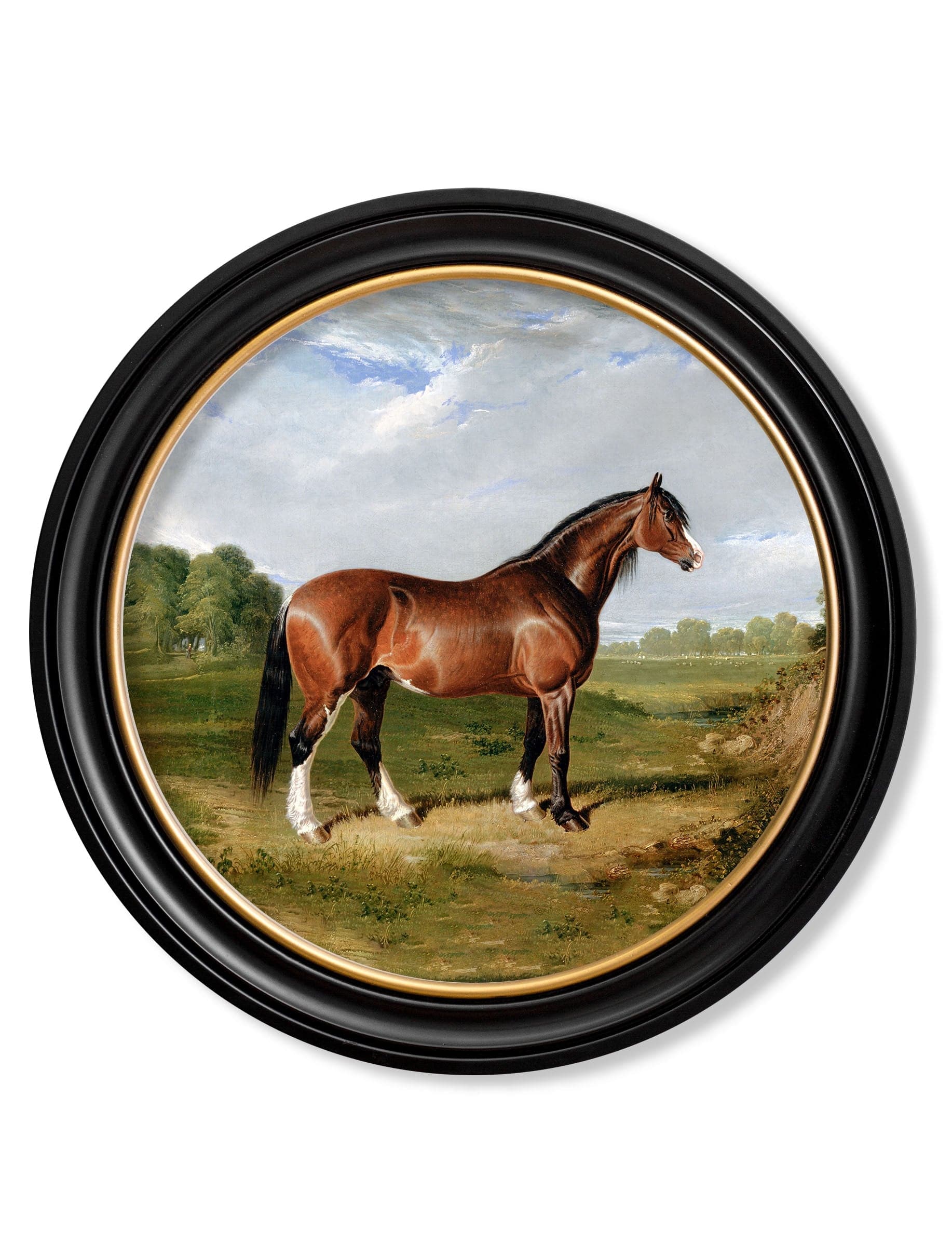 c.1840 Horses - Round Frame - Blythe Living