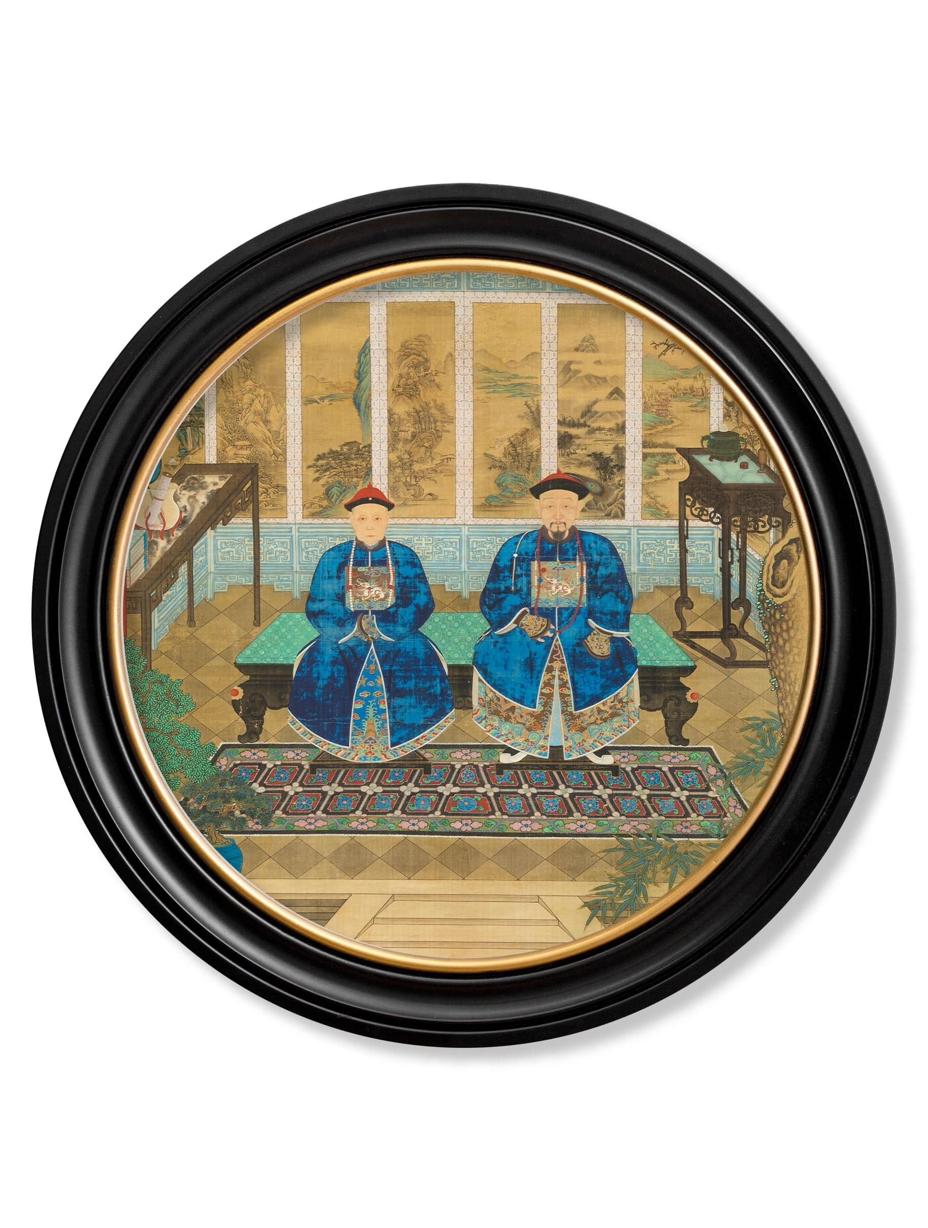 Imperial Censor and His Wife Round Framed Print | Blythe Living