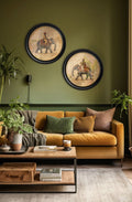 Mughal Emperor on Elephant RF  - Oxford round frame - Blythe Living