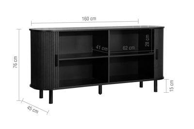 Industrial Style AXEL 2 DOOR FLUTED SIDEBOARD BLACK for Living Spaces
