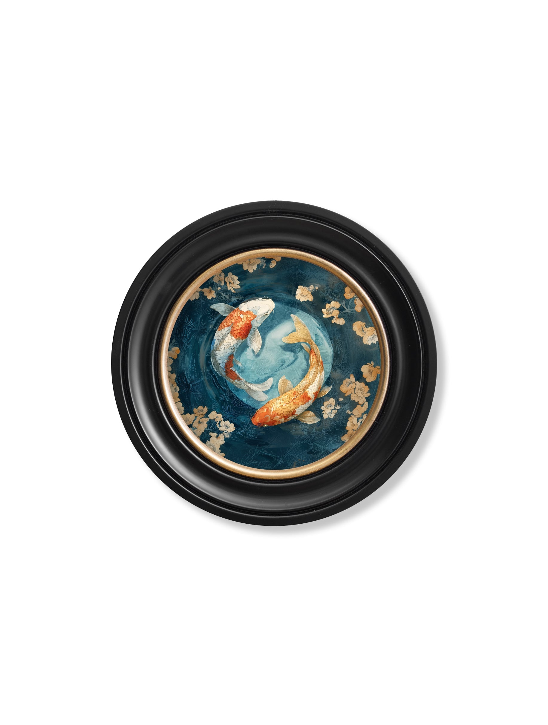 Japanese Koi Carps Dawn - Oxford Round Frame - Blythe Living