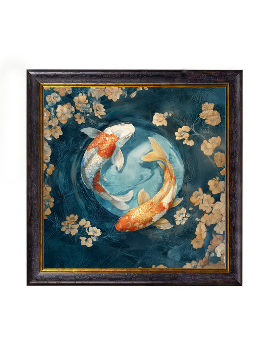 Japanese Koi Carps Dawn - Oxford Square Frame - Blythe Living