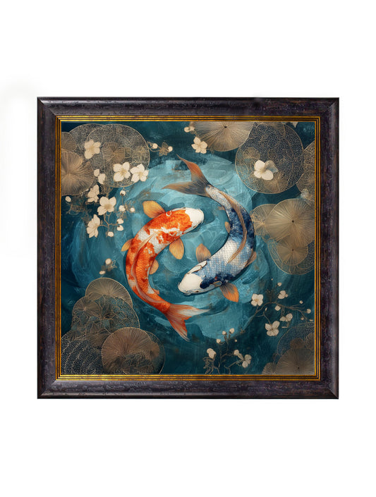 Japanese Koi Carps Dusk - Oxford Square Frame - Blythe Living