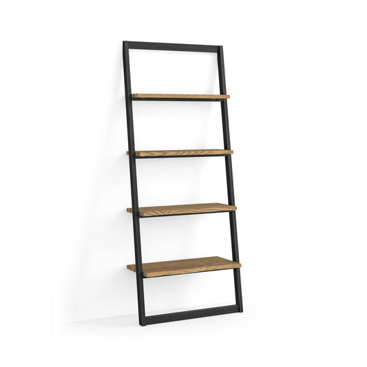 Jersey Oak Ladder Bookcase | Leaning Industrial Shelving