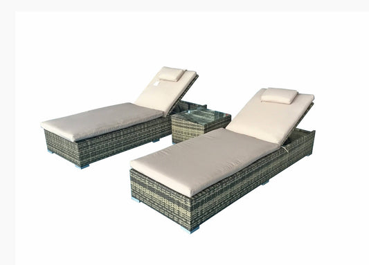 Jessica Pair of Sun loungers Nature Brown 