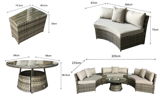 Juliet Half Moon Sofa Set Grey